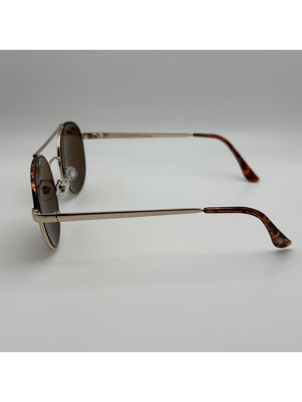 Oscar de la Renta Round Metal Aviator Gold Tone Sunglasses Brown Lenses - Picture 4 of 12